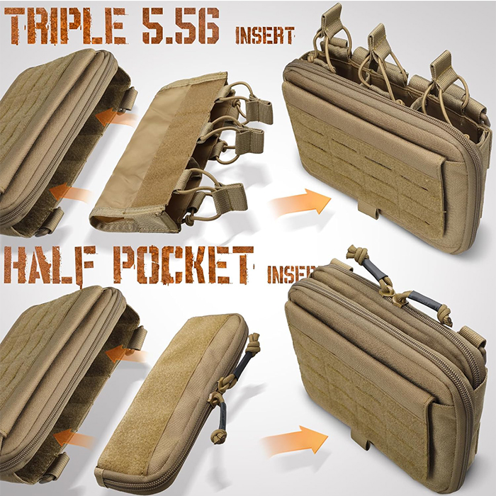Tactical Utility Tool Pouch with Mag, Zipper Strip Insert Modular EDC Medical Bag Organizer Attachment Patch Included