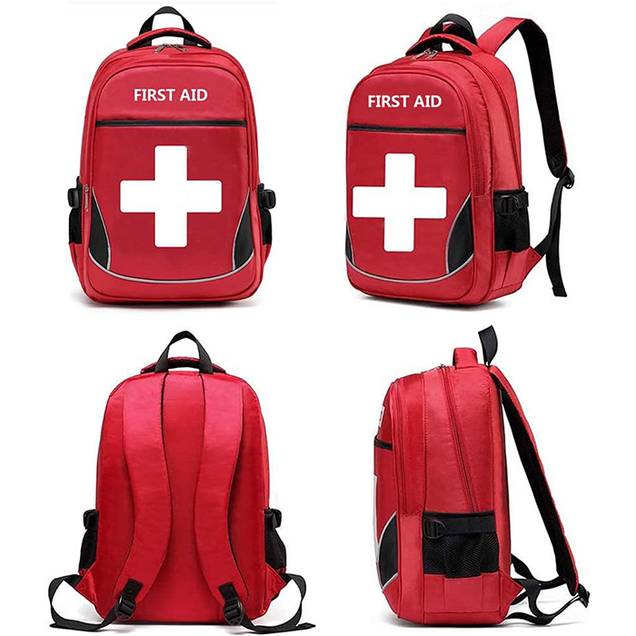 Empty Red Emergency Medical Bag