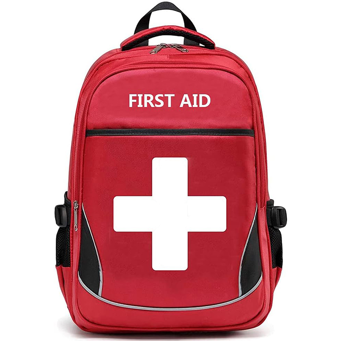 Empty Red Emergency Medical Bag