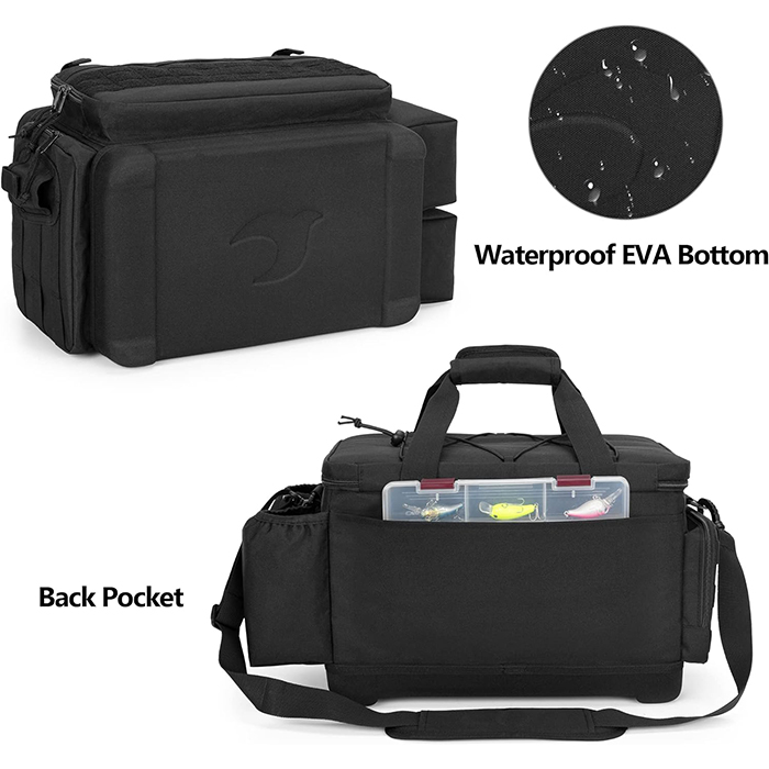 Fishing Soft Tackle Box Storage Bag with Rod Holder