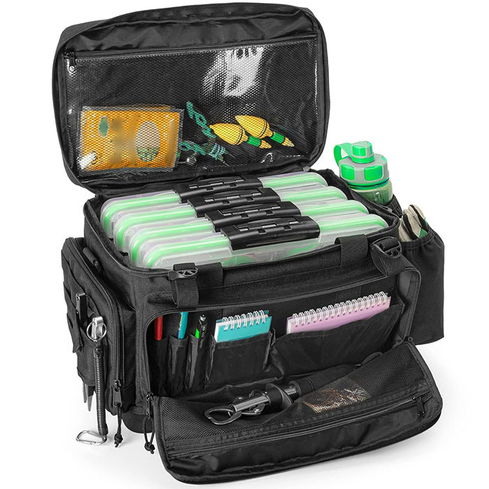 Fishing Soft Tackle Box Storage Bag with Rod Holder