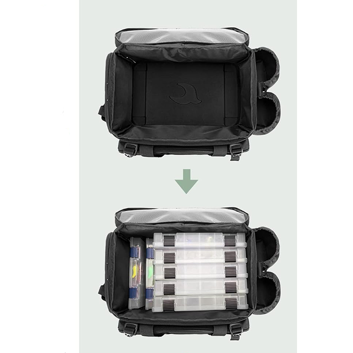 Fishing Soft Tackle Box Storage Bag with Rod Holder